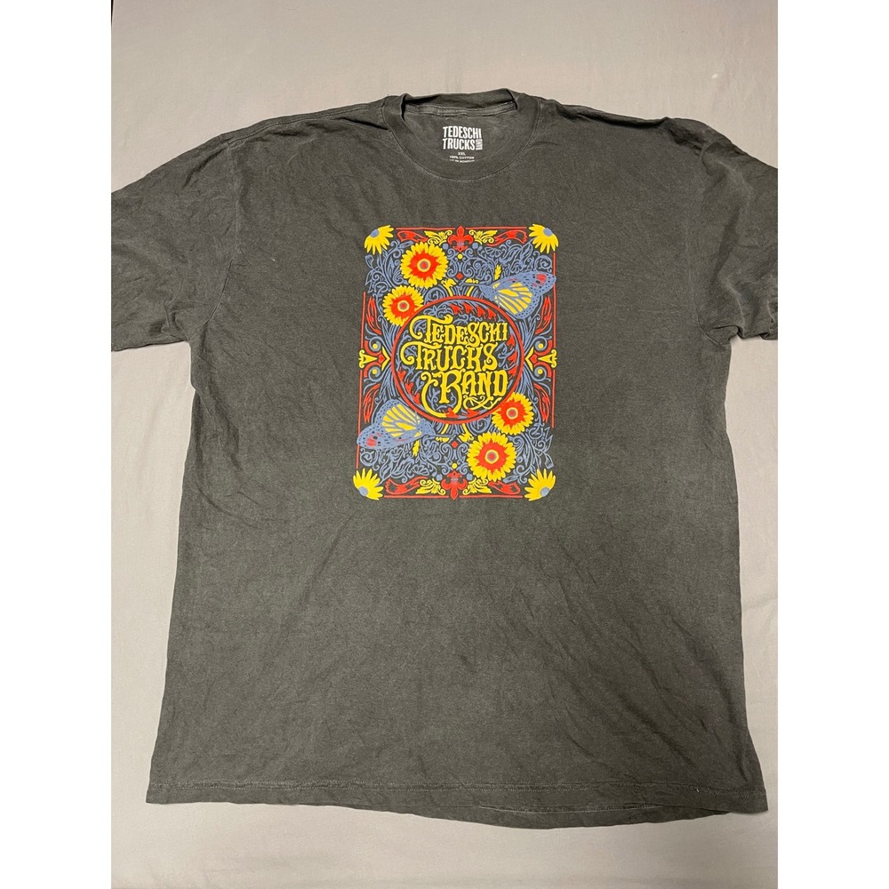Tedeschi Trucks Band T-Shirt XXL Gray Sunflowers Butterflies Graphic Rock Tee